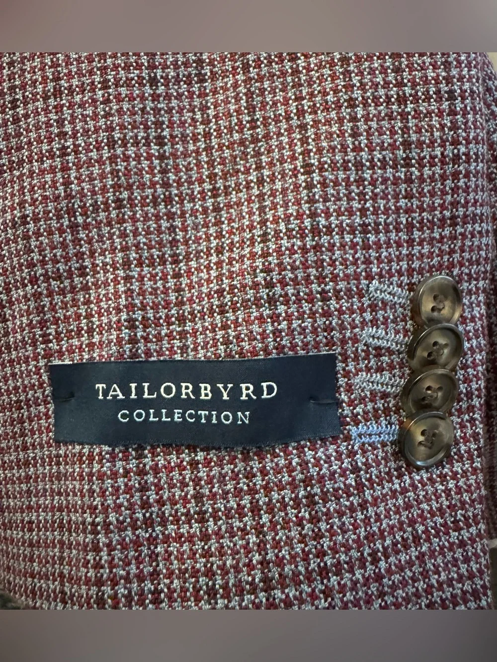 Tailorbyrd Mens Merlot Houndstooth Blazer 38R Sport Coat Suit Jacket NWT